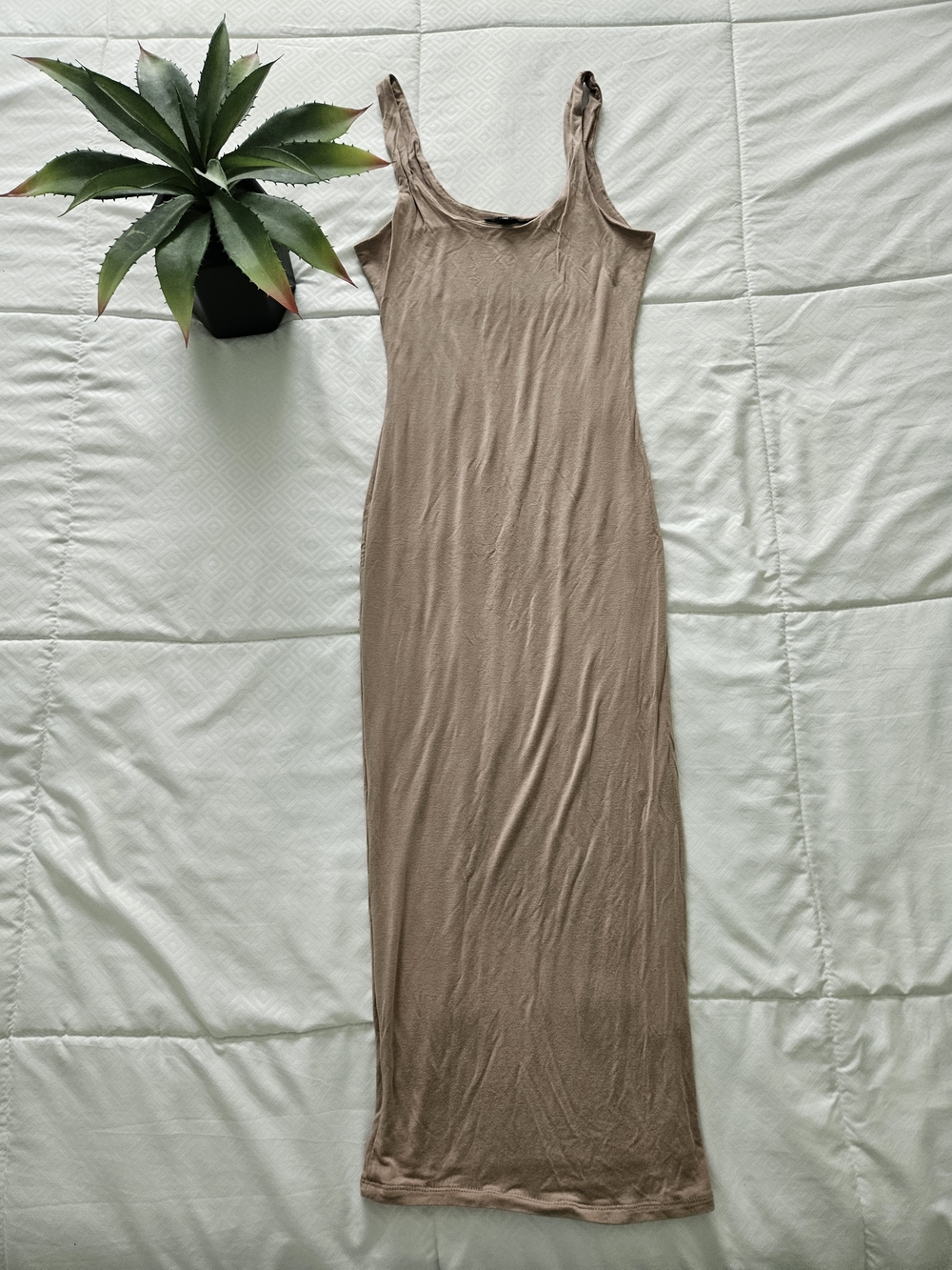 Taupe Sleeveless Maxi Dress - Classic Scoop Neck